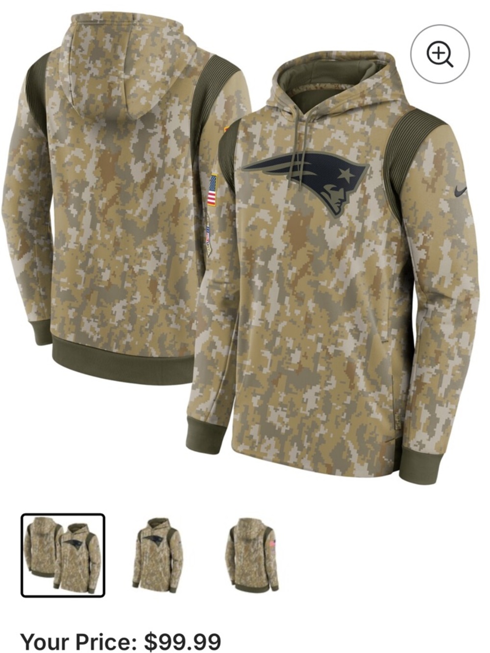 New England Patriots Nike salute to service Therma performance pullover hoodie